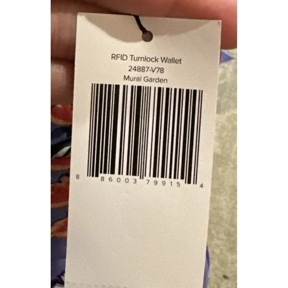 NWT Vera Bradley Iconic RFID Turnlock Wallet Mural Garden Purple Floral Womens - Picture 7 of 8